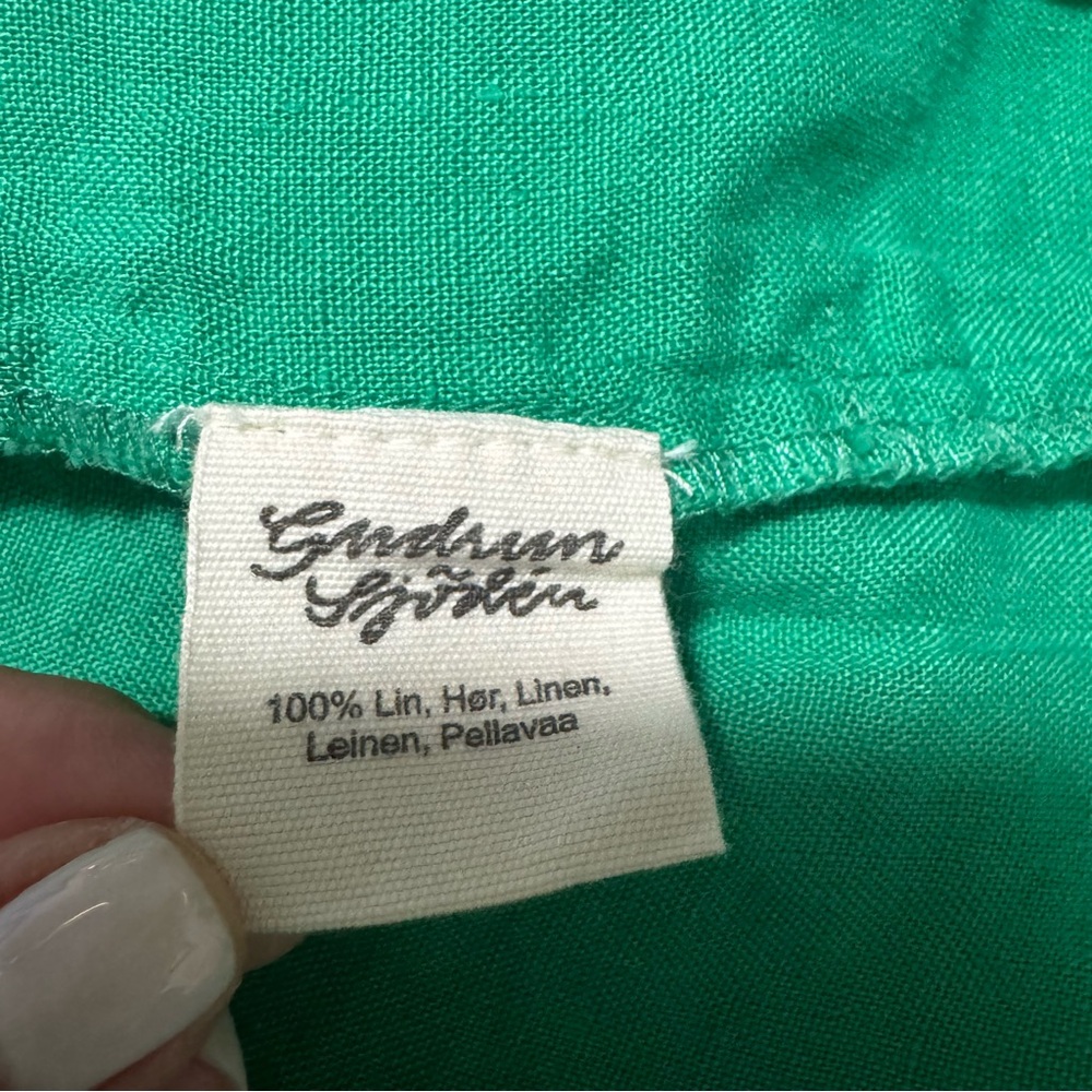 Gudrun Sjoden Green Linen Top Size Large - Picture 8 of 8